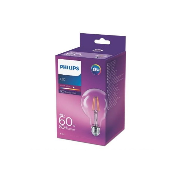 Philips Led filament lamp dimbaar E27 6w vervangt 60w extra warm wit licht | DoeHetZelf OUTLET